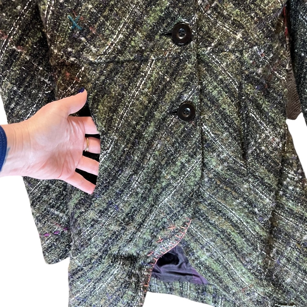 Desigual • Wool Blend Tweed ‘Dream’ Embroidered Button-Up Jacket Size 38/S - Picture 5 of 14